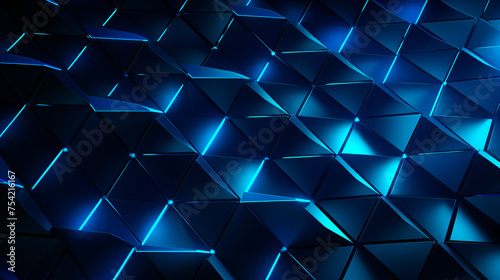 A background with neon blue trianglesranged in a ho
