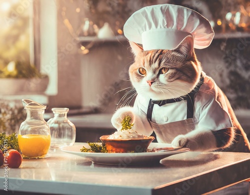 chef cat in restaurant