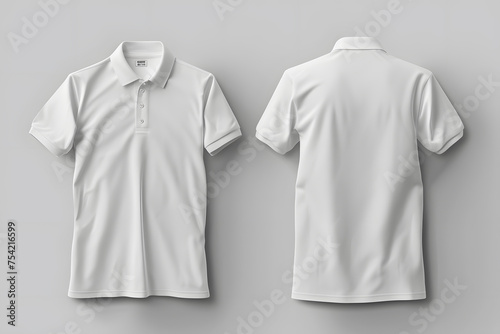 Front and back white polo shirt mockup isolated