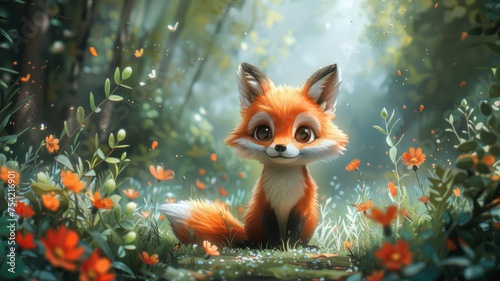 Adorable cartoon fox 