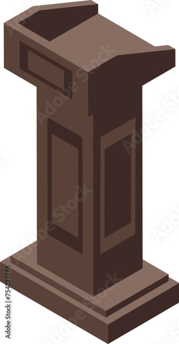 Election tribune icon isometric vector. Public speech stage pulpit. Microphone speaker rostrum