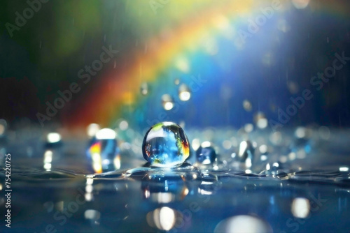 rainbow color water drop background with lovely colorful clouds with sunrise abstract natural background 