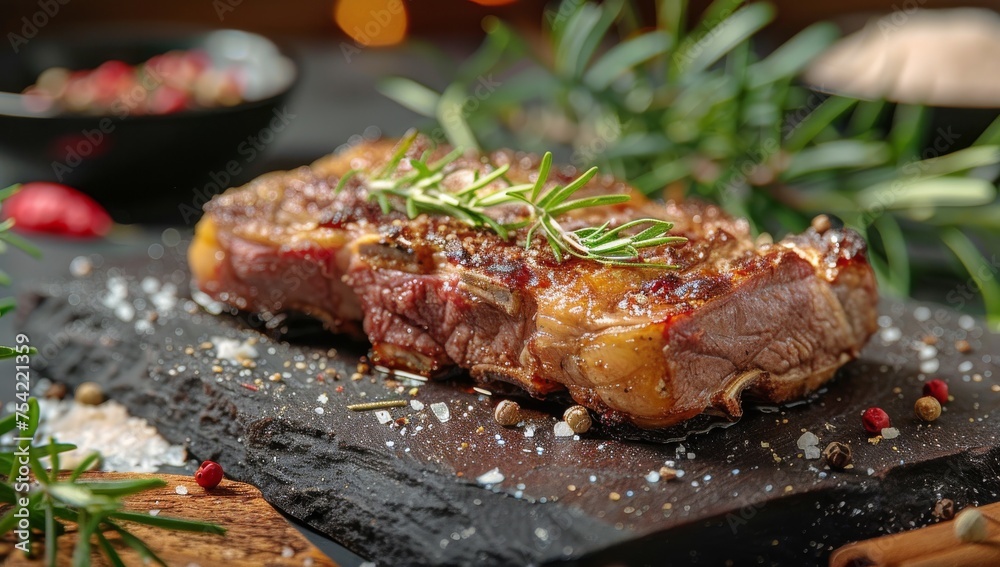 Raw Steak on Cutting Board