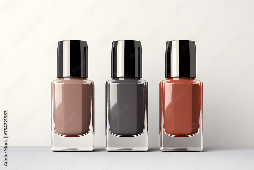 Nail polish bottles mock up isolated on light background Nail polish bottles mock up isolated on light background