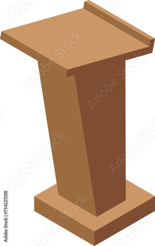 Raised wooden podium icon isometric vector. Public election tribune. Congress pulpit stage