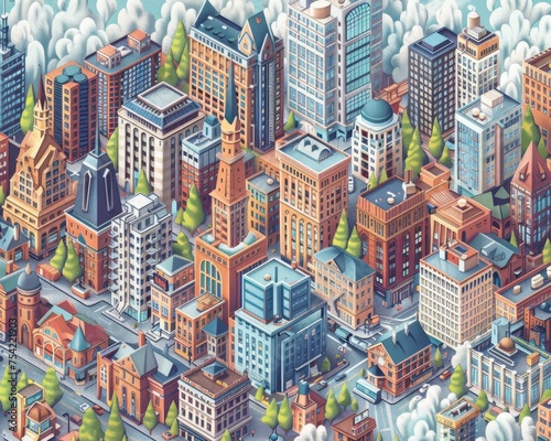 Isometric Illustration of a Colorful Cityscape 