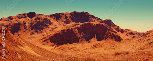 Mars landscape, 3d render of imaginary mars planet terrain.
