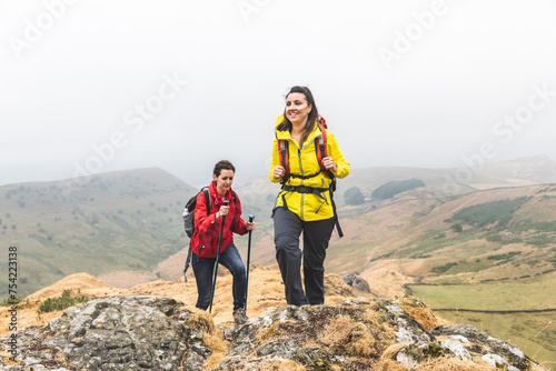 Women hiking in the Peak District in England