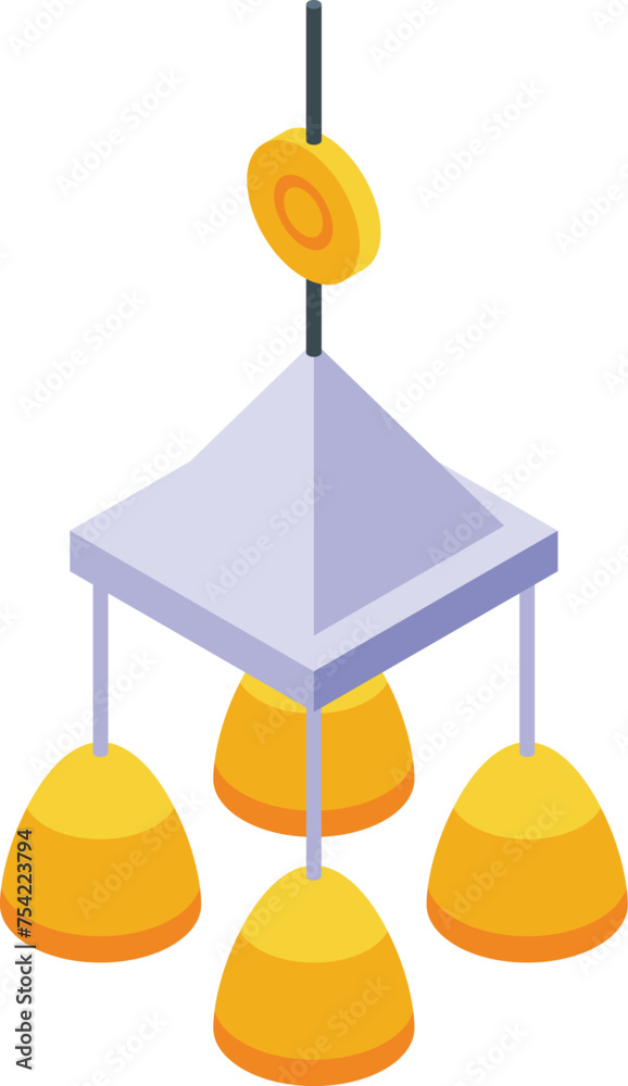 Decorative wind chime icon isometric vector. Home sound arrangement. Ornamental tinkling bells Decorative wind chime icon isometric vector. Home sound arrangement. Ornamental tinkling bells