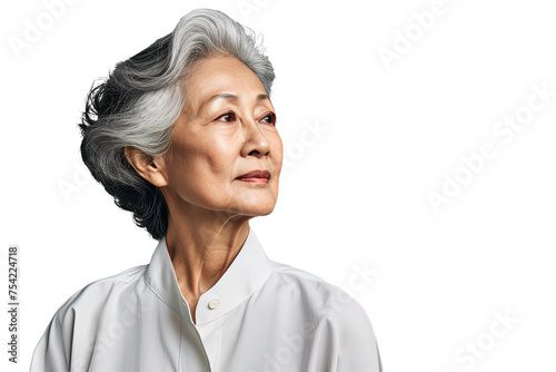 Close up of a thoughtful chinese old woman