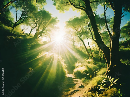 Sun rays in forest