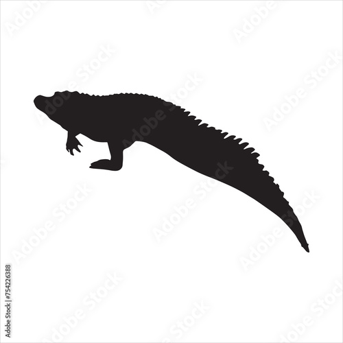 crocodile silhouette set collection isolated black on white background vector illustration