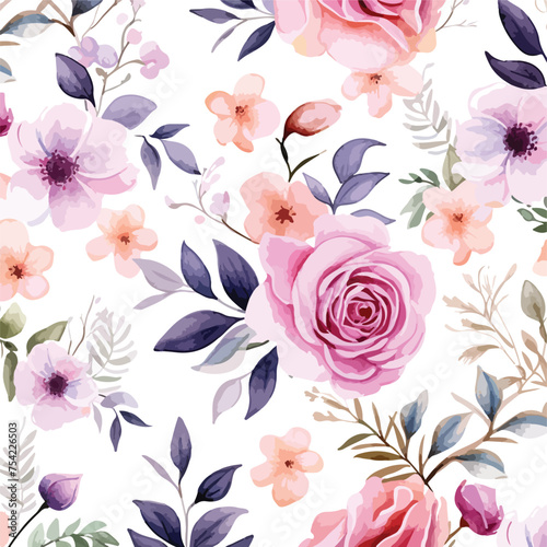 Watercolor seamless pattern with flower for textile