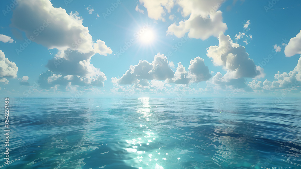 Naklejka premium blue sky ocean, generative ai