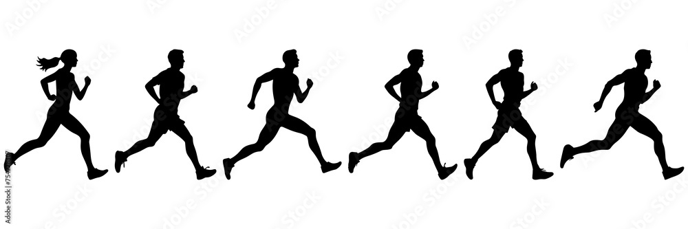 Obraz premium Runner silhouettes set, large pack of vector silhouette design, isolated white background