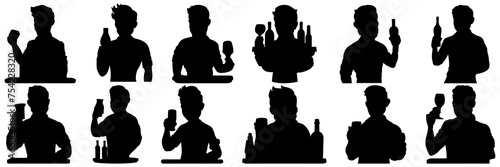  Barmen silhouettes set, large pack of vector silhouette design, isolated white background