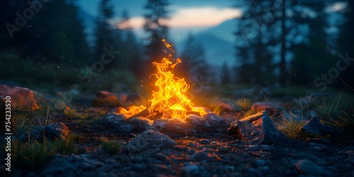 Creating a Cozy Ambiance  Nighttime Forest Bonfire Ideal for Relaxation. Concept Nighttime  Forest  Bonfire  Cozy Ambiance  Relaxation