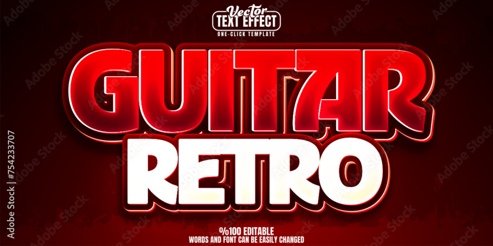 Guitar editable text effect, customizable rock and roll retro 3D font style