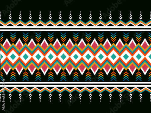 ethnic patten concept, geometric fabric pattern, flowers, native ethnic, beautiful colors, designed for backgrounds, promoters, advertisements, flyers, websites, ethnic events