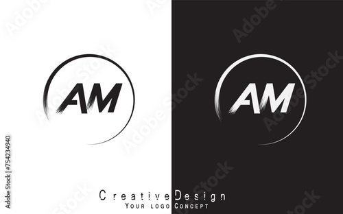 AM letter logo design template vector