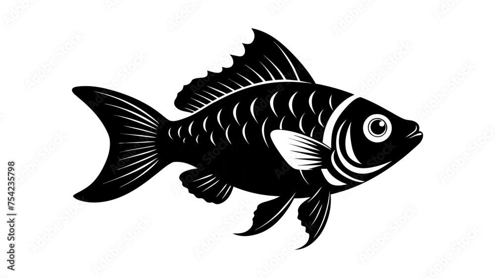 Fish silhouette. Isolated fish on white background 