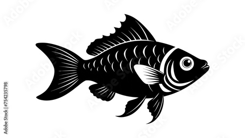 Fish silhouette. Isolated fish on white background 