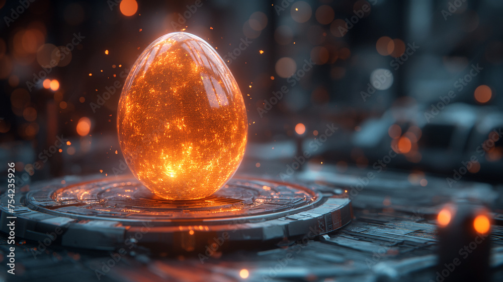 The egg in a digital neon circle. digital technology and eco friendly technology concept. future technology growing concepts. Digital animal husbandry and animal breeding concept. The egg in a digital neon circle. digital technology and eco friendly technology concept. future technology growing concepts. Digital animal husbandry and animal breeding concept.