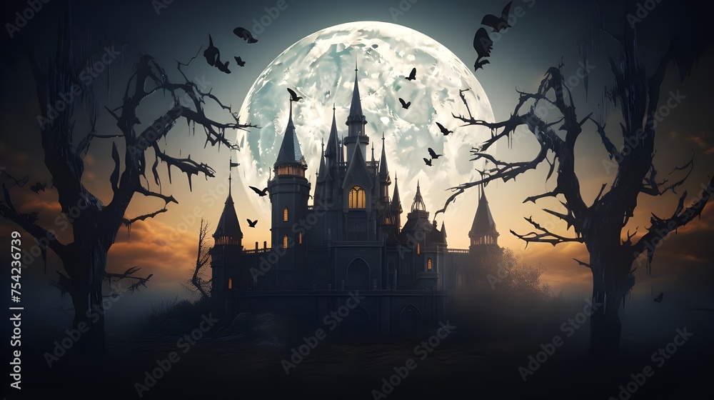 halloween background with bats, Halloween background with haunted castle and full moon 3D rendering
Halloween background with haunted castle and full moon 3D rendering, Of banner for background Vampi
