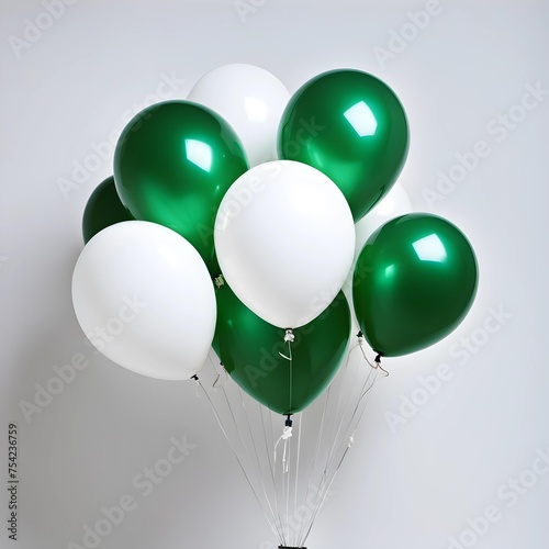 Green and white balloons