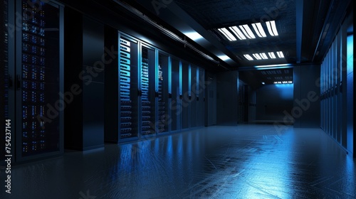 server racks in computer network security server room data center 
