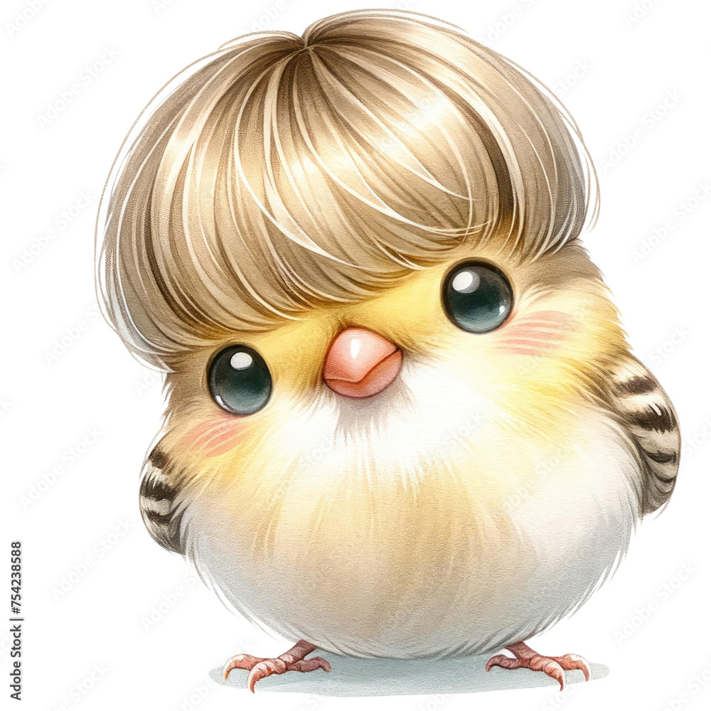 Obraz premium gloster canary,crested canary cute cartoon bird transparent background