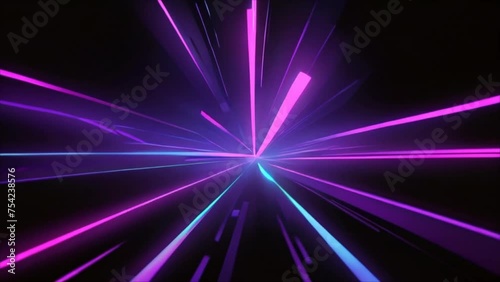Wallpaper Mural Video, abstract background. Neon purple lines on a dark background, abstract tunnel. AI generative. Torontodigital.ca