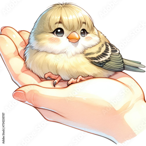 gloster canary,crested canary cute cartoon bird transparent background photo