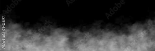 White fog texture isolated on transparent background. Steam special effect. Realistic vector fire smoke or mist. PNG