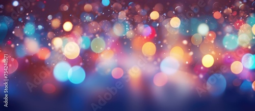 This image shows a blur of vibrant and colorful bokeh lights set against a dark background. The lights create a festive and abstract Christmas atmosphere, with hues blending together in a mesmerizing