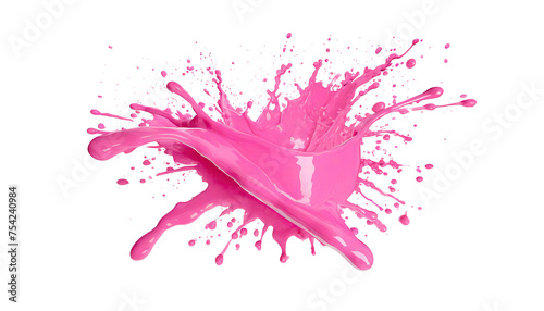 pink paint splash with free space for text, isolated on white background, PNG, cutout, or clipping path.	
 photo