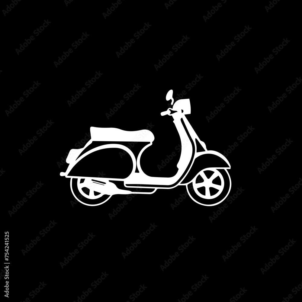 Fototapeta premium motorcycle scooter silhouette vector on black background