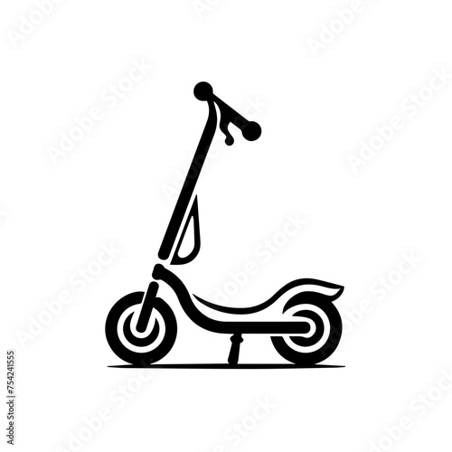 minimalist logo of a trottinette scooter simple black and white vector on white background