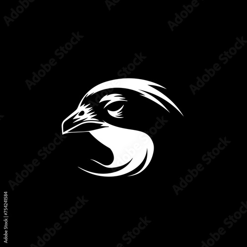 minimalist logo of a bird simple black and white vector, on a black background © sch_ai