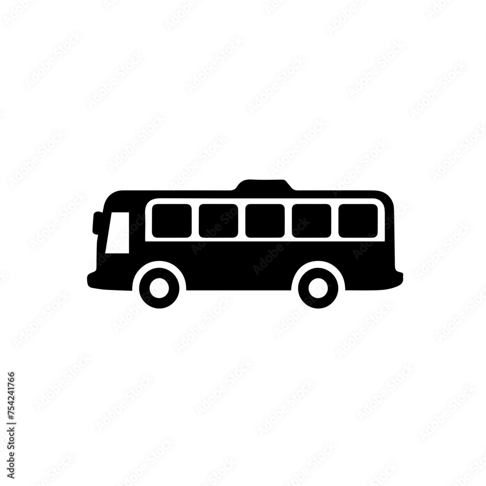 Minimalist vector silhouette Logo of a bus isolated on a white background 