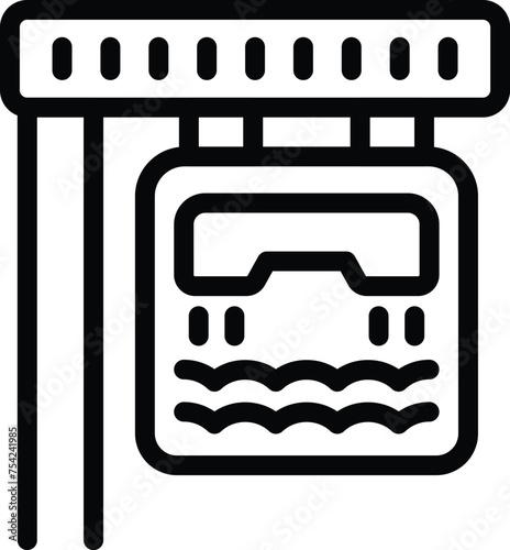 Flying board activity service icon outline vector. Rent beach propulsion platform. Summer extreme watersport