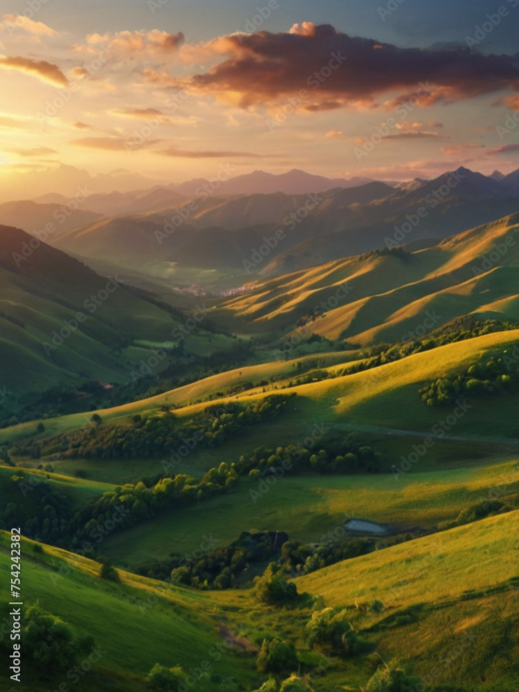 Fototapeta premium sunset over the mountains