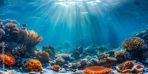 Fototapeta Naklejka Na Ścianę i Meble -  Exploring the colorful coral reef in the Mediterranean Sea. Concept Nature, Underwater Photography, Marine Life, Mediterranean Sea, Coral Reef