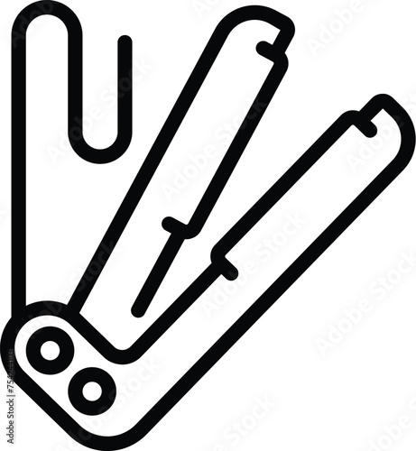 Hair flattener icon outline vector. Electric straightener tool. Haircut parlor apparatus