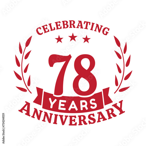 78th anniversary celebration design template. 78 years vector and illustration.