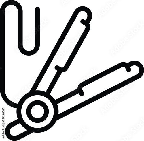 Hair straightening machine icon outline vector. Hairdo straight apparatus. Barber grooming instrument