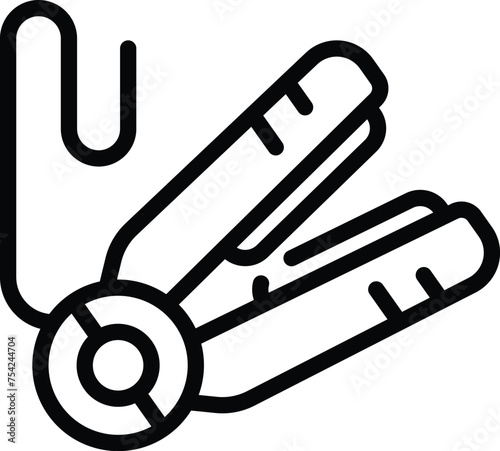 Hair straightening gadget icon outline vector. Salon styling instrument. Keratin haircare tool