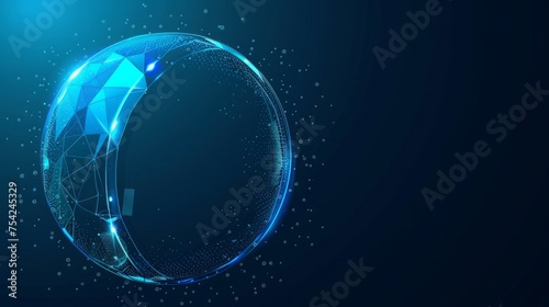 geometric bubble shield depicted in vector form  set against a tranquil blue background