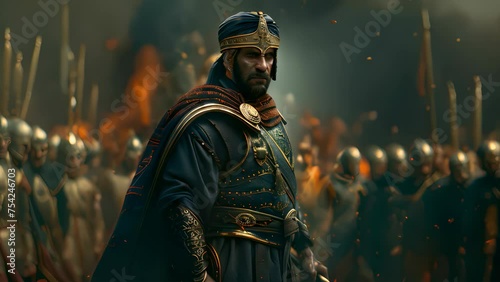 4K HD video clips King Darius leads the Persian army to attack Athens and the Greeks. photo