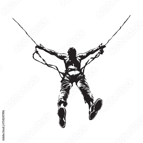 Silhouette of bungee jumping Stock Vector